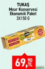 TUKAŞ MISIR KONSERVESİ EKONOMİK PAKET 3X150 G fiyat ve kampanya bilgisi